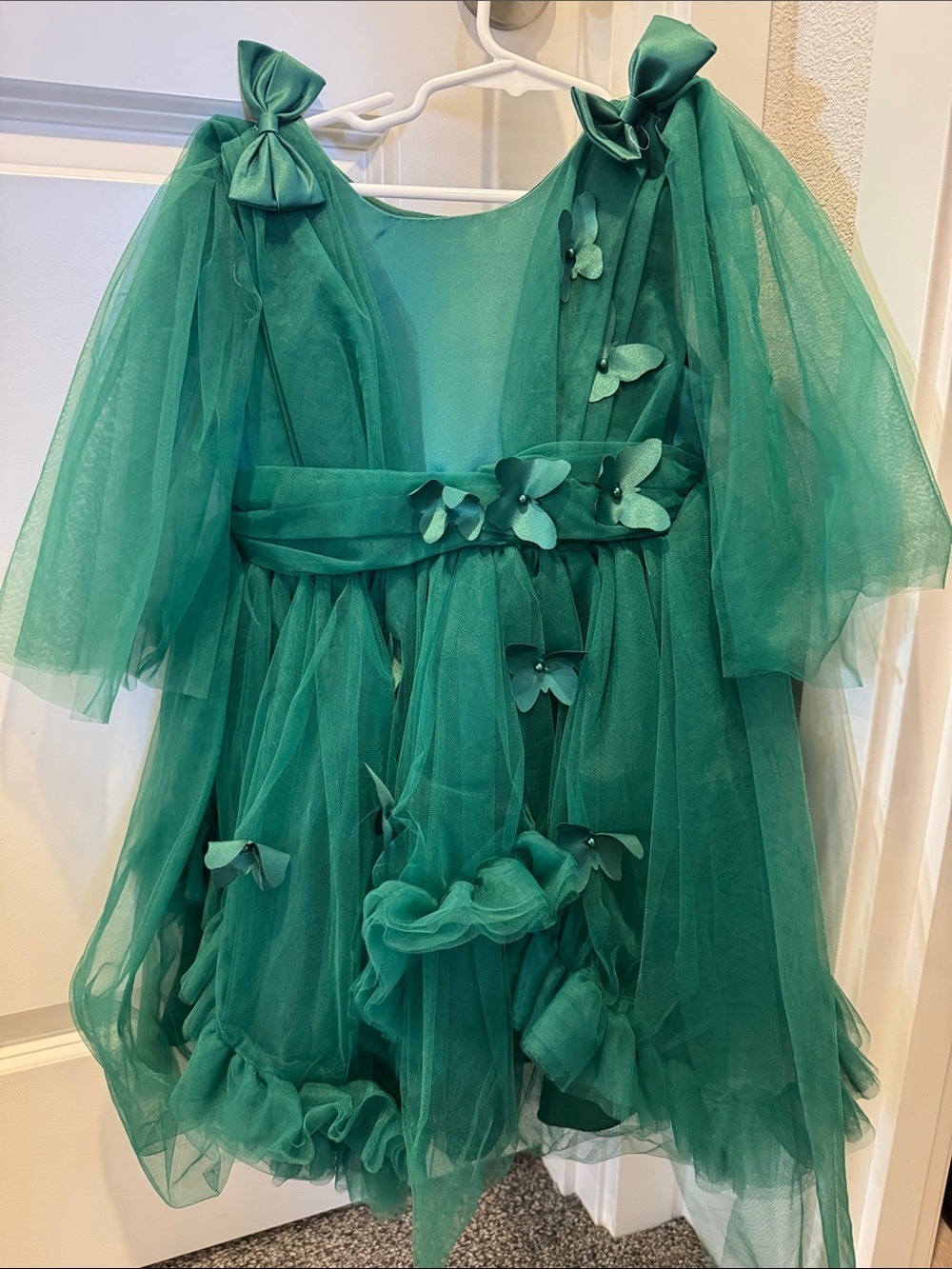 Emerald Green Tulle Butterfly  Dress - Picture 2 of 8